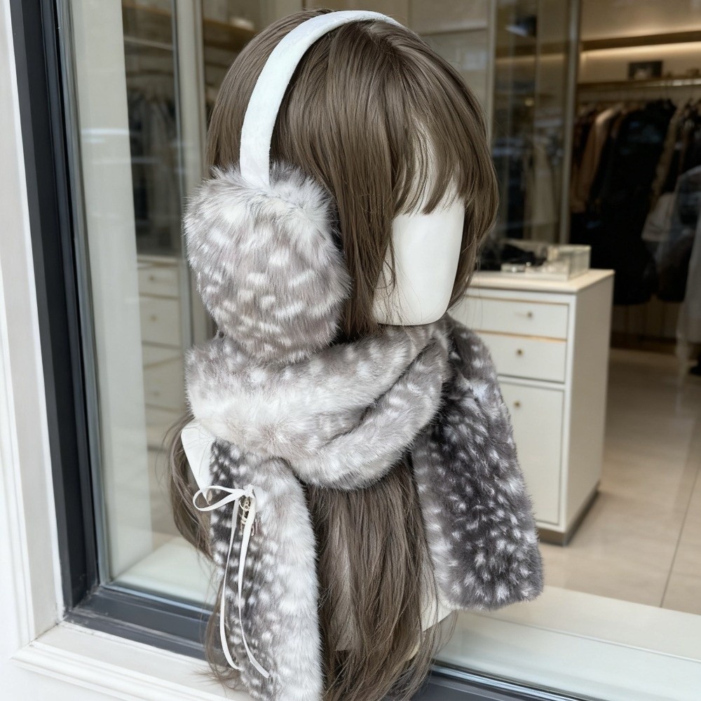 Ear Muff Foldable - Cute Deer Print Scarf Winter Warm