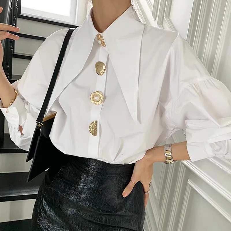 White Elegant Pearl Women Shir - огляд і ціна Y2K Winter Clothing